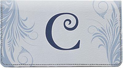 Floral Monogram C Leather Checkbook Cover