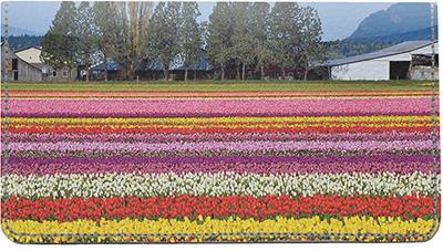 Fields of Flowers Leather Checkbook Cover